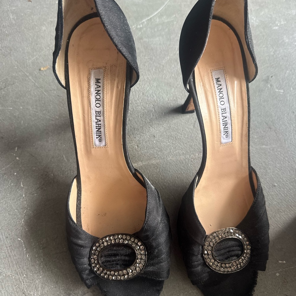 Manolo Blahnik Black Heels with Embellished Buckle